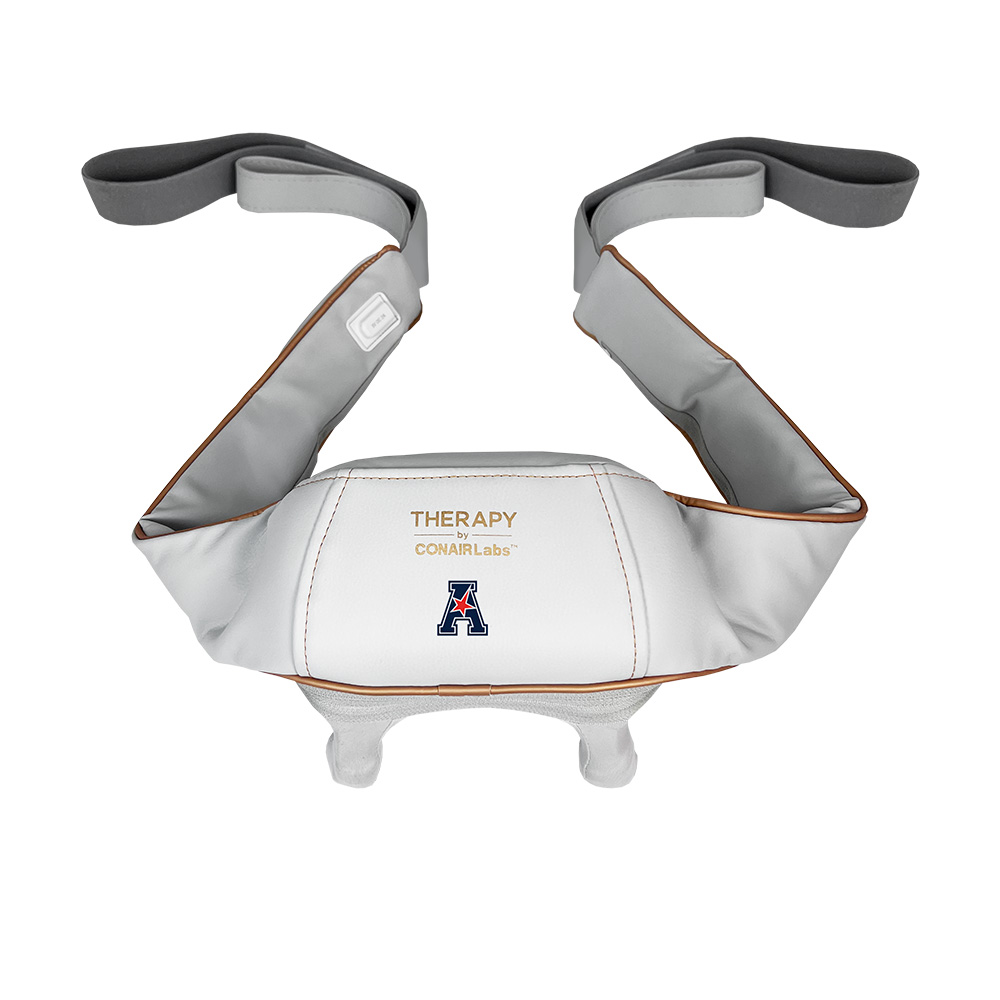 The Therapy by ConairLabs massager. An example of what branded merchandise the American Athletic Conference created in partnership with premium brands to create branded gifts for the student athletes.